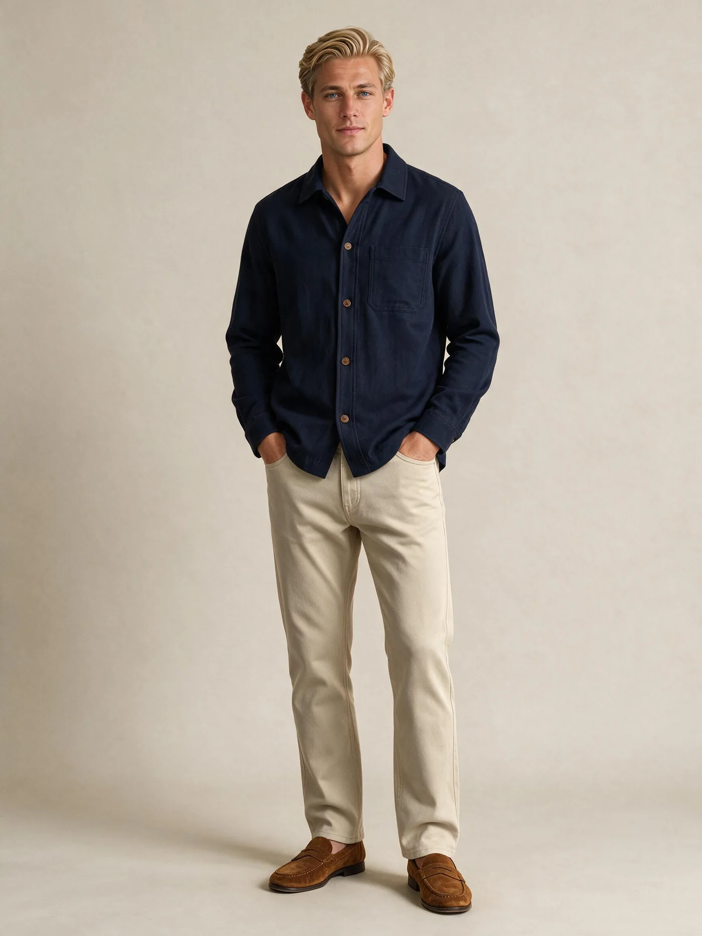 Marineblå overshirt i bomuld fra House of Vinterberg