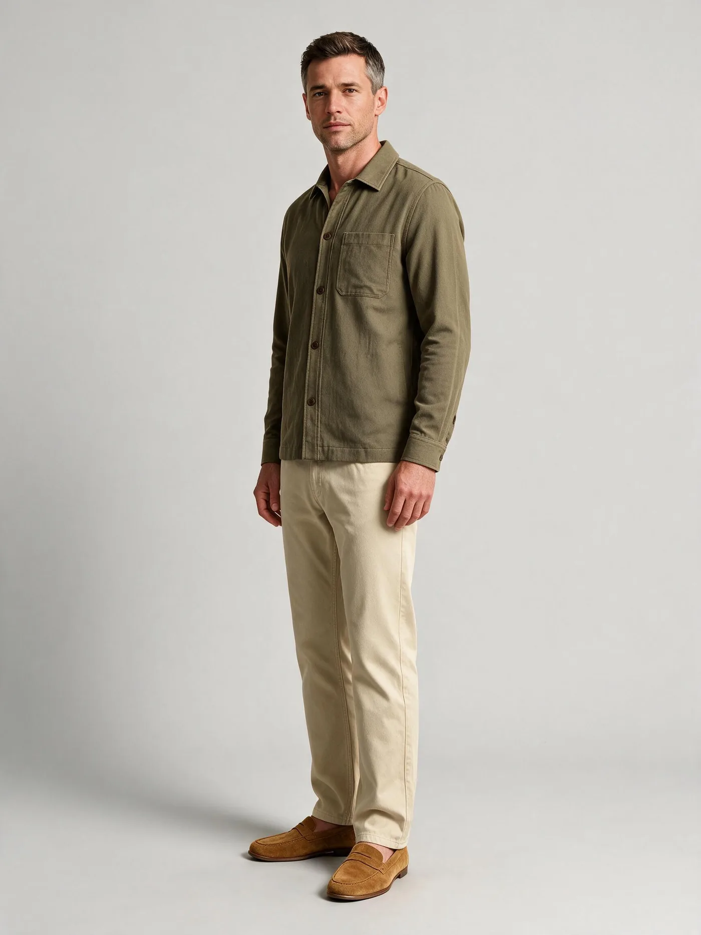 Olivengrøn overshirt i bomuld fra House of Vinterberg