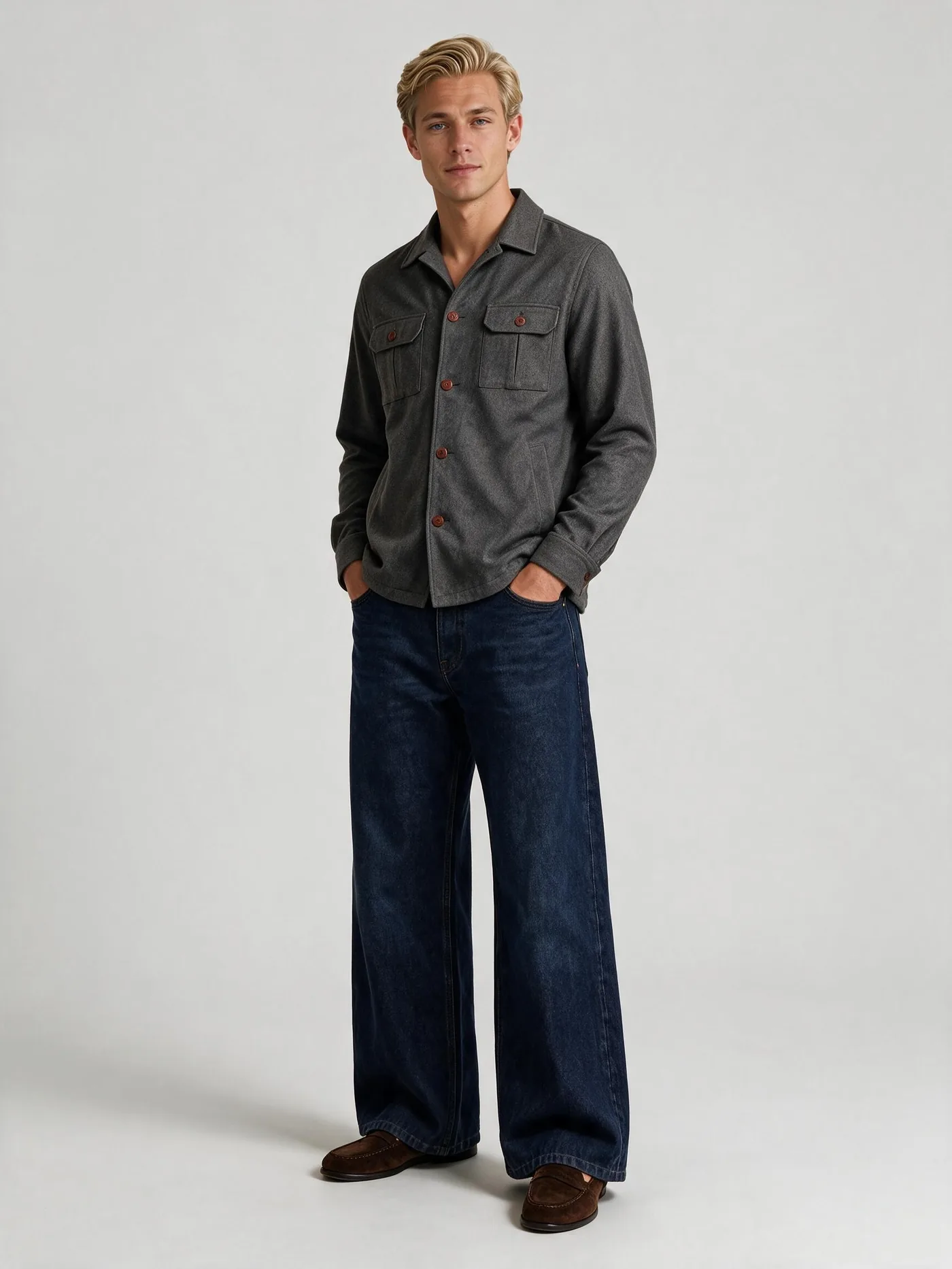 Grey Merino wool overshirt from House of Vinterberg