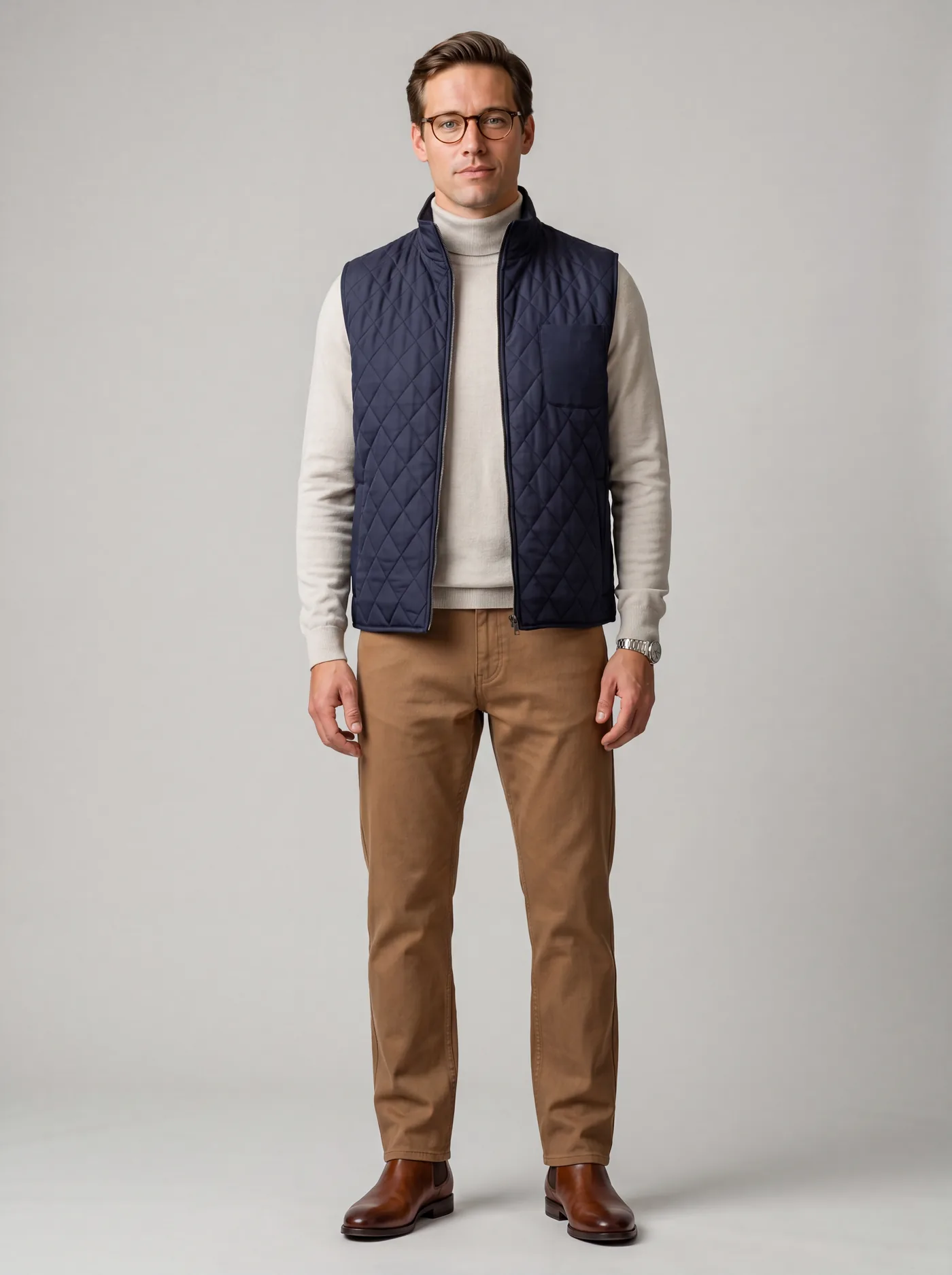 Navy quilted gilet from House of Vinterberg