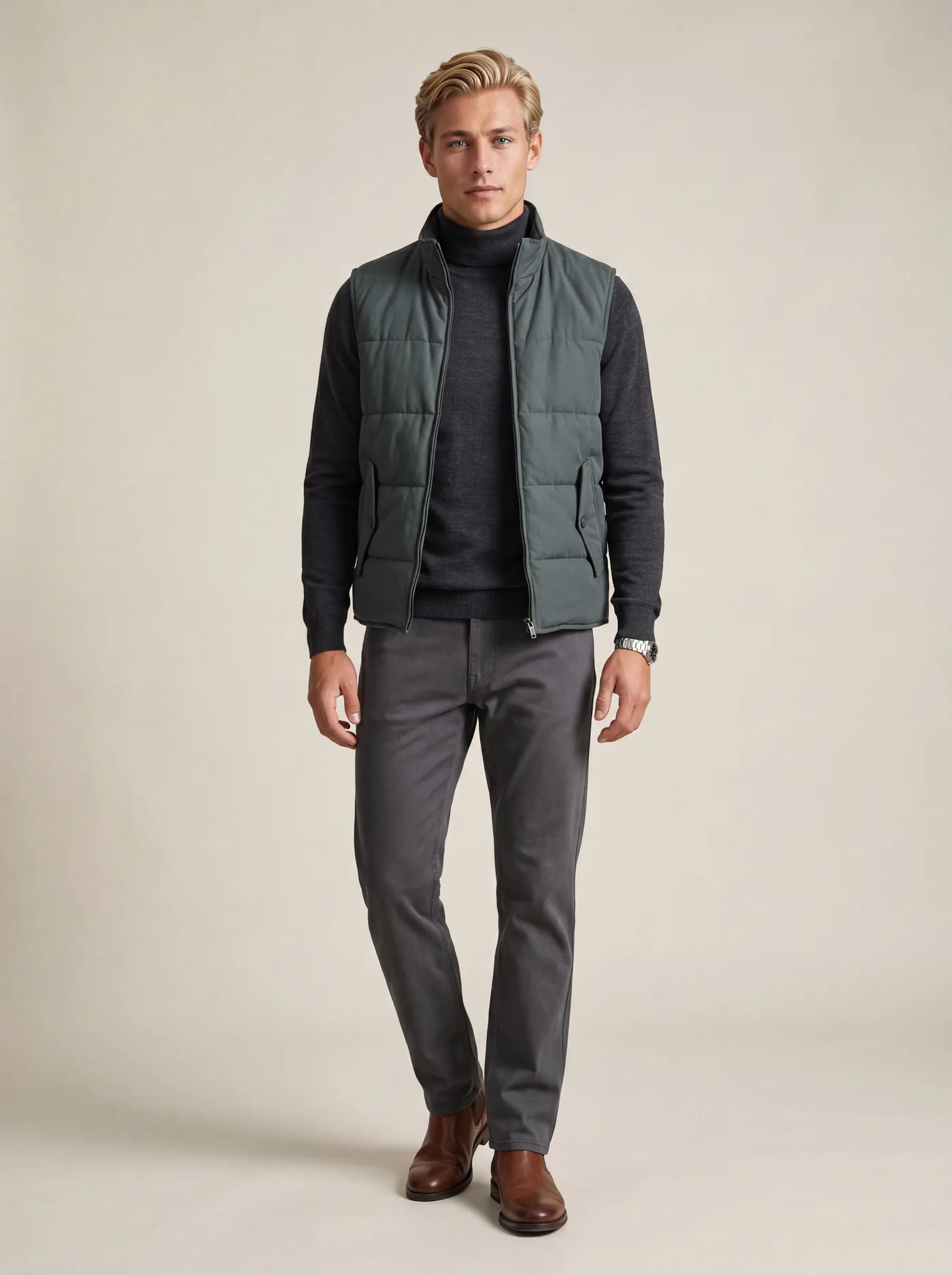 Forest green panelled gilet from House of Vinterberg