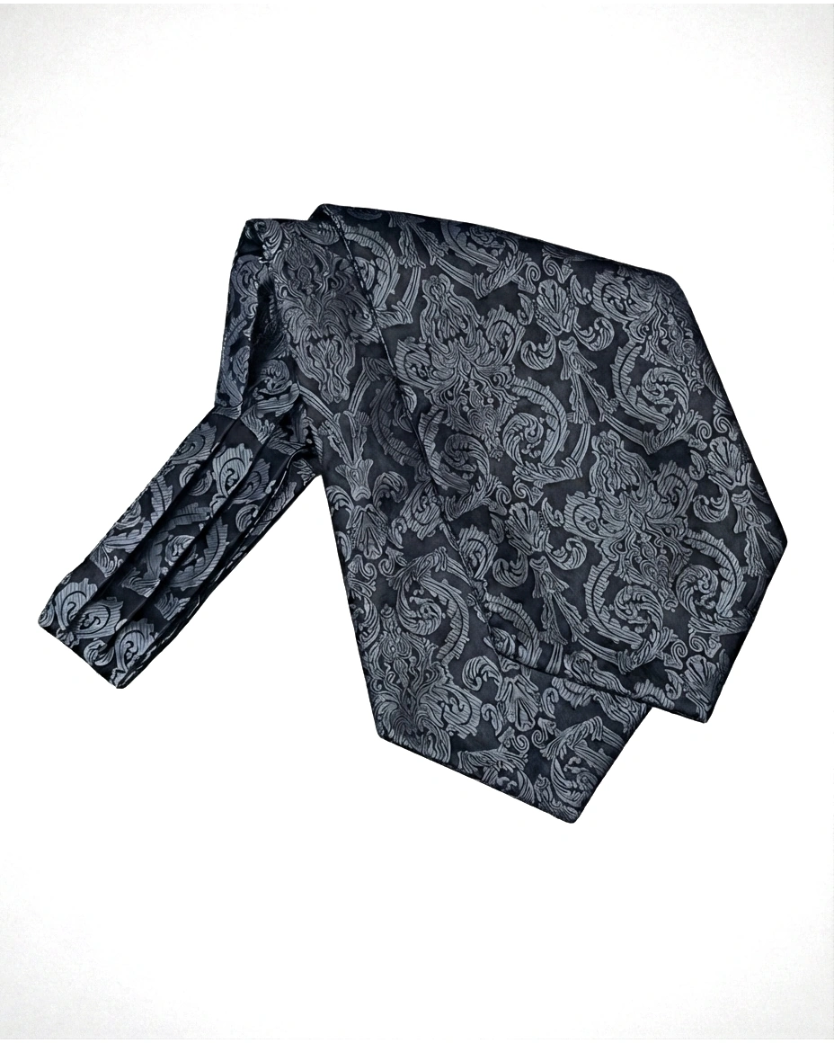 Dark blue silk ascot from House of Vinterberg